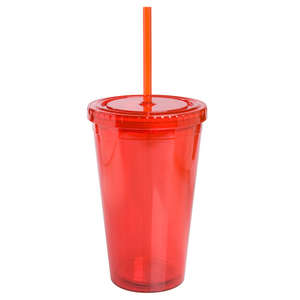 16 oz. Double Wall Cool Acrylic Tumbler Red, Translucent