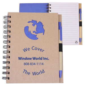 Custom Promotional EcoShapes Recycled Die Cut Notebook - Globe