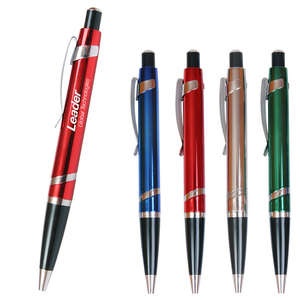 Metallic Ballpoint Click Pen with Black Grip 