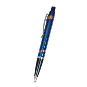 Metallic Ballpoint Click Pen with Black Grip Blue