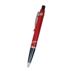 Metallic Ballpoint Click Pen with Black Grip Red