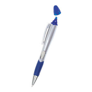 2-in-1 Pen Highlighter Silver/Blue