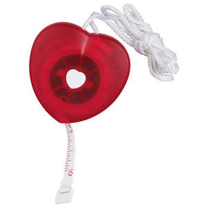 5 Ft. Heart Tape Measure with Neck Strap Red, Translucent