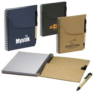 Custom Promotional Eco Handy Jotter with Pockets and Pen Combo