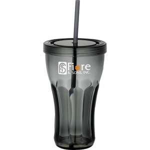 Fountain Soda Tumbler with Straw Black, Translucent