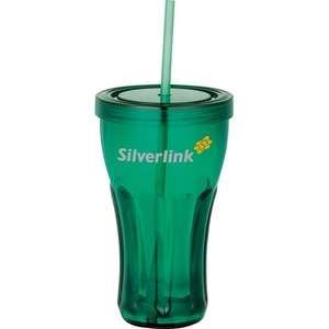 Fountain Soda Tumbler with Straw Green, Translucent