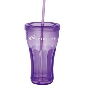 Fountain Soda Tumbler with Straw Purple, Translucent