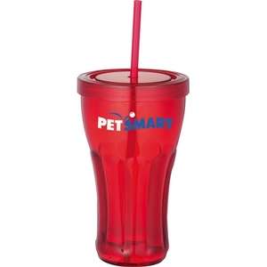 Fountain Soda Tumbler with Straw Red, Translucent