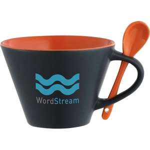 The Rancho Mug with Spoon Black/Orange