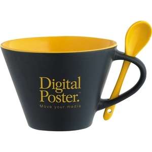 The Rancho Mug with Spoon Black/Yellow