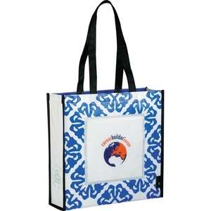 Laminated Non-Woven Retro Shopper Tote Blue, Royal