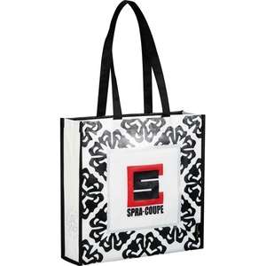 Laminated Non-Woven Retro Shopper Tote Black