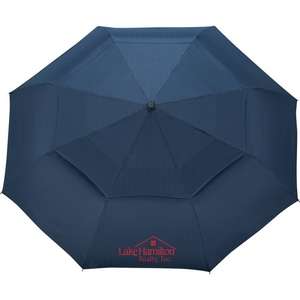 46" Chairman Auto Open/Close Vented Umbrella Blue, Navy Pinstripe