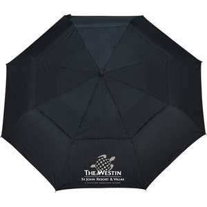 46" Chairman Auto Open/Close Vented Umbrella Black Pinstripe