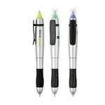 Imprinted Highlighters - Matte Silver 2 in 1 Ballpoint and Highlighter Pen
