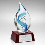 Promotional Awards & Recognition - Blue Swirl Art Glass Award
