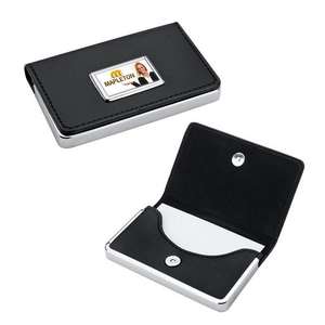 Custom Promotional Black Snap-Close Business Card Case