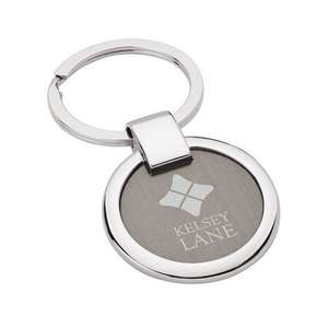 Round Brushed Gunmetal Keyring