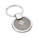 Personalized Metal Keychains - Round Brushed Gunmetal Keyring