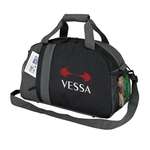 Logo Duffel & Sport Bags - Gray and Black Stripe Duffel Bag