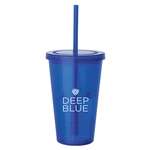 Promotional Tumbler Cups - 16 oz. Double Wall Translucent Acrylic Tumbler with Straw