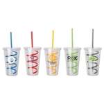 Business Tumbler Cups - 16 oz. Double Wall Curly Straw Tumbler