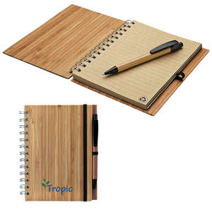 Custom Promotional Bamboo Notebook and Pen