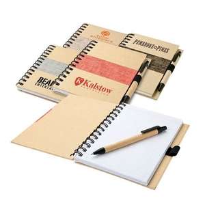 Custom Promotional Linen-Trimmed Recycled Notebook and Pen