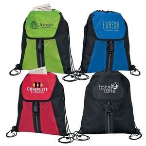 Custom Promotional Buckled Front Pocket Drawstring Sport Bag