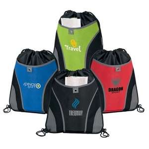 Custom Promotional Front Pocket Drawstring with Accent Stitching Sport Bag