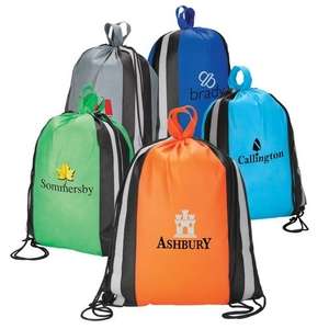 Custom Promotional Reflective Drawstring Shopper Sport Bag