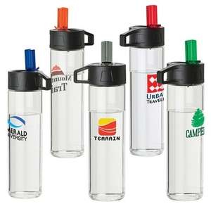 Custom Promotional 18 oz. Glass Water Bottle with Loop and Drinking Spout