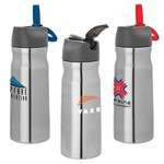 Promotional Drinkware - 26 oz. Steel Water Bottle with Flip-Up Spout and Hook