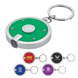 Custom Promotional Round LED Keyring with Matte Silver Casing