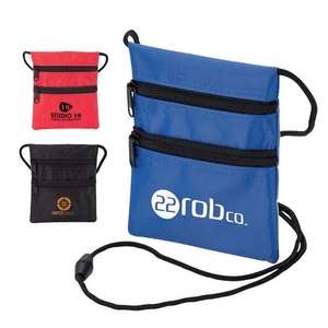 Custom Promotional Badge Holder with 2 Zippered Pockets