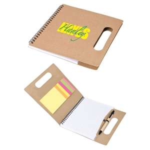 Custom Promotional Handled Eco Set - Notepad, Sticky Notes and Pen