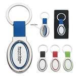 Business Metal Keychains - Oval Metal Spinner Key Tag