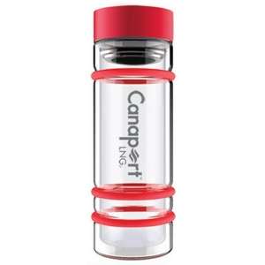 Bumper Glass Water Bottle with Tea Strainer Red/Red