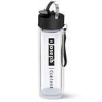 Imprinted Drinkware - Double Wall Glass Water Bottle with Sports Lid