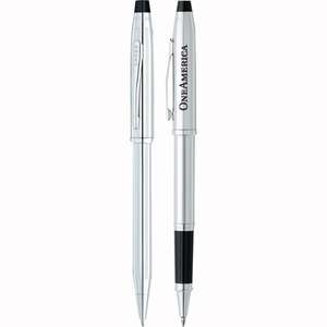 Custom Promotional Cross Century II Lustrous Chrome Pen Set - Rush Available
