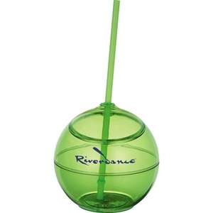 Fiesta Ball with Straw - 20 oz. Green, Lime Translucent