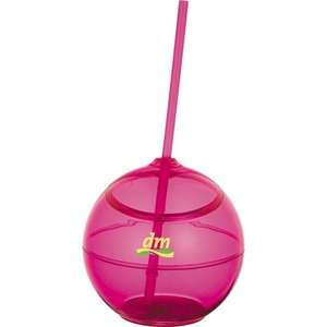 Fiesta Ball with Straw - 20 oz. Pink, Translucent