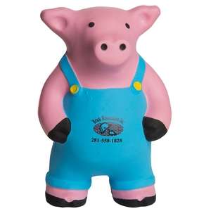 Custom Promotional Farmer Pig Squeezie Stress Reliever
