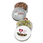 Personalized Nuts - Glad Tidings Tin with Dark Chocolate Almonds and Milk Chocolate Cashews