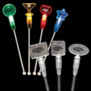 8" Light-Up Cocktail Stirrers - Amber Oval 