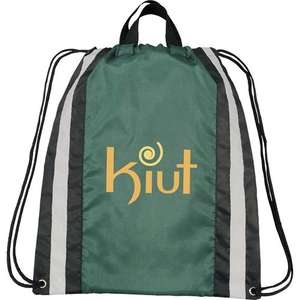 Small Reflective Drawstring Cinch Backpack Green, Hunter