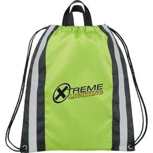 Small Reflective Drawstring Cinch Backpack Green, Lime