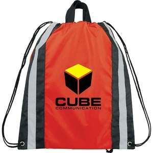 Small Reflective Drawstring Cinch Backpack Red