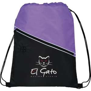Railway Drawstring Cinch Backpack Purple