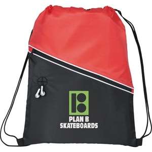Railway Drawstring Cinch Backpack Red